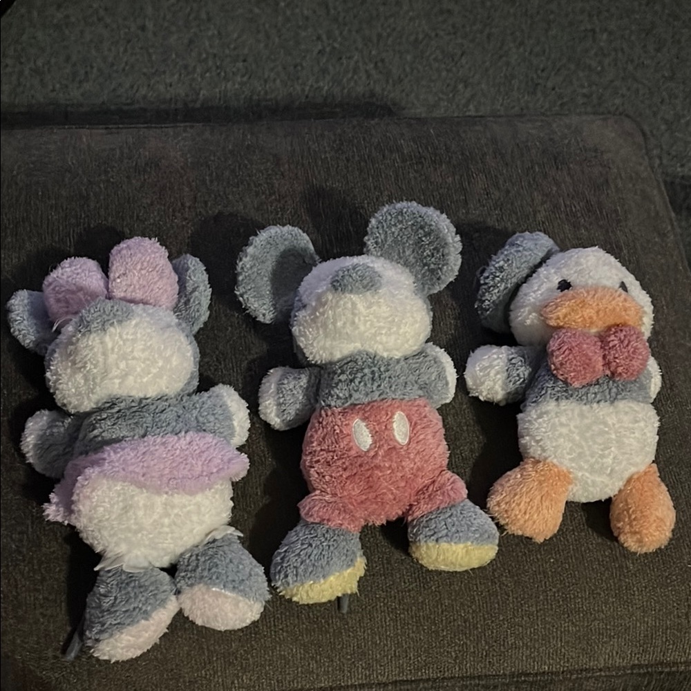 Disney Plush Trio - Gray, Pink, Red